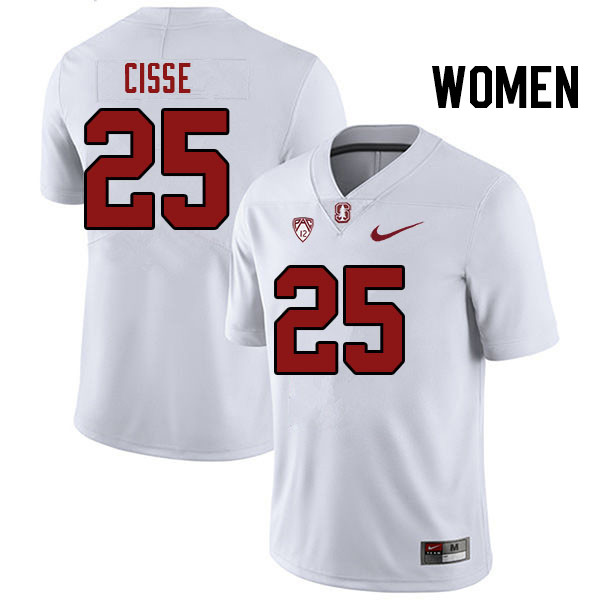 Women #25 Ismael Cisse Stanford Cardinal College Football Jerseys Stitched Sale-White